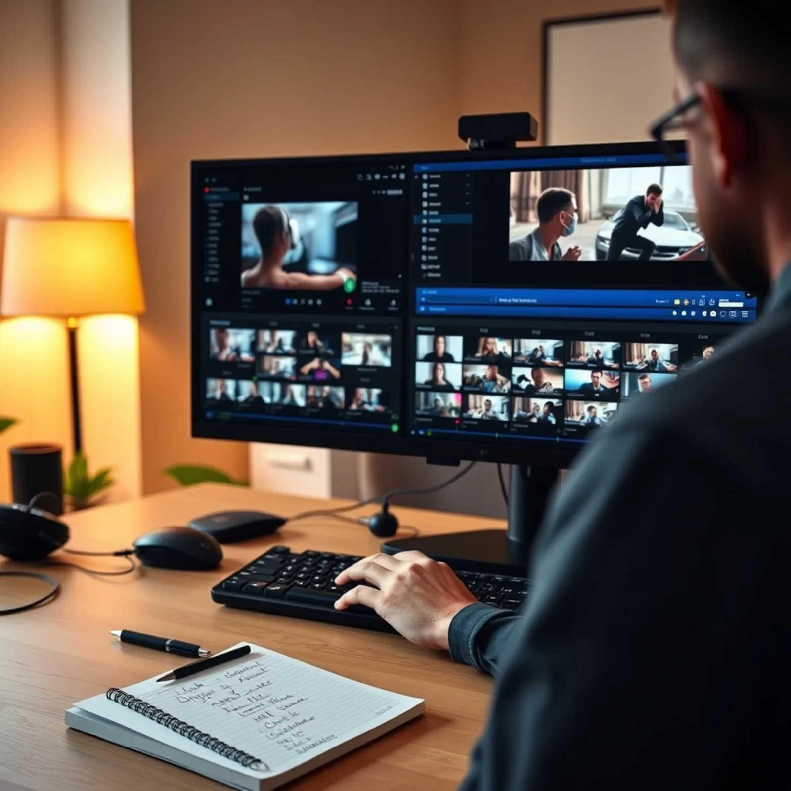 Video editor working on several vertical versions of the same TikTok ad