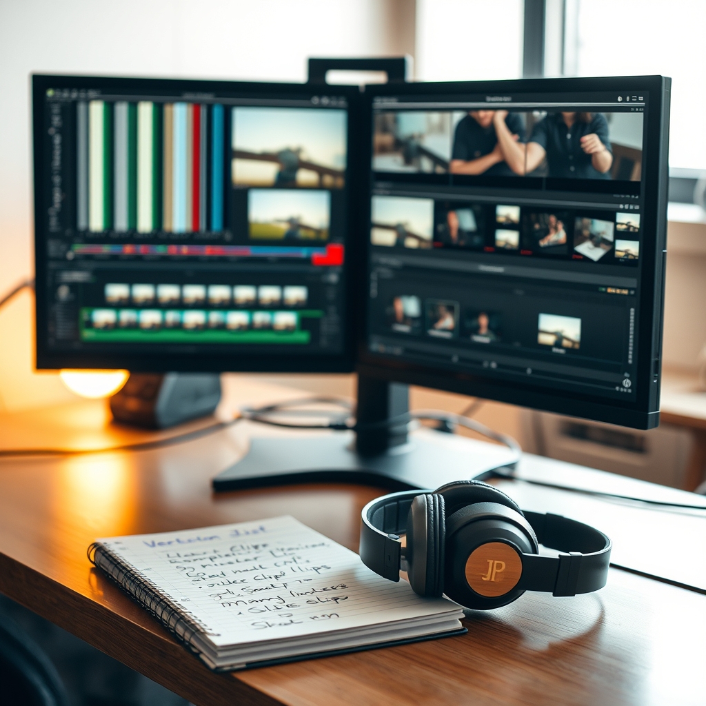 Poste de montage vidéo vertical avec plusieurs variantes de créatives publicitaires en cours d'export