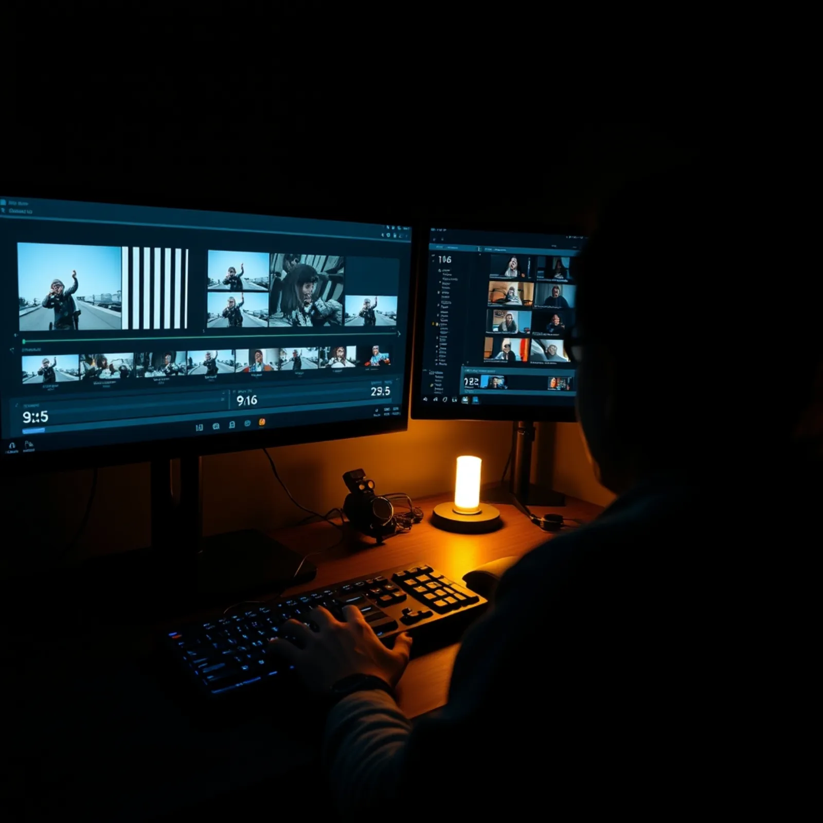 Montador de vídeo trabajando con varias variantes de hook en formato vertical