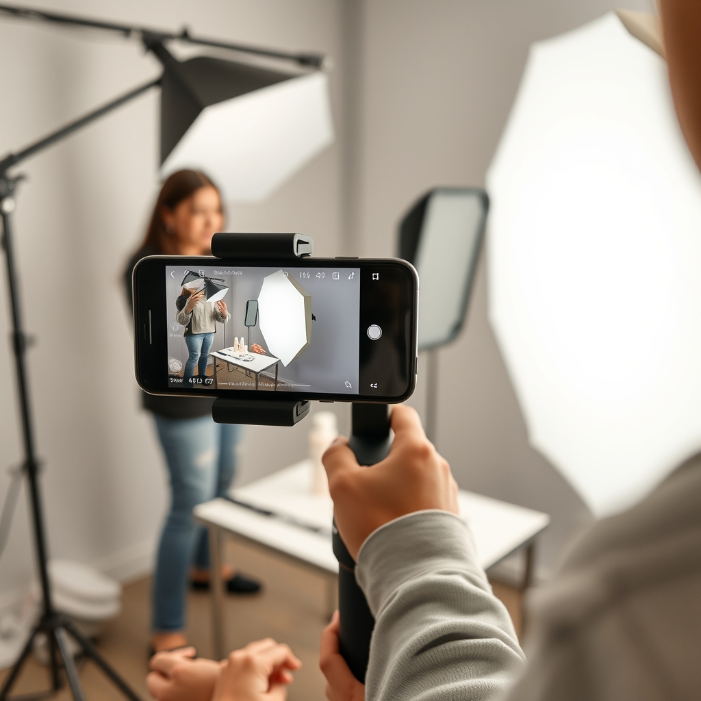 Tournage de variantes de creative ads en vidéo verticale dans un studio